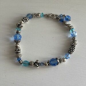 Sparkling Sterling Silver Blue Beaded Bracelet.